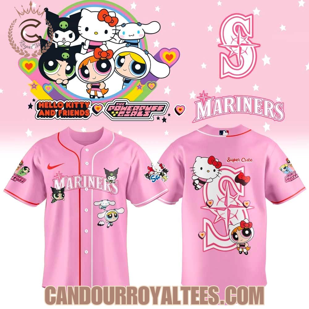 Seattle Mariners x Blossom, Bubbles, Buttercup x Hello Kitty Jersey