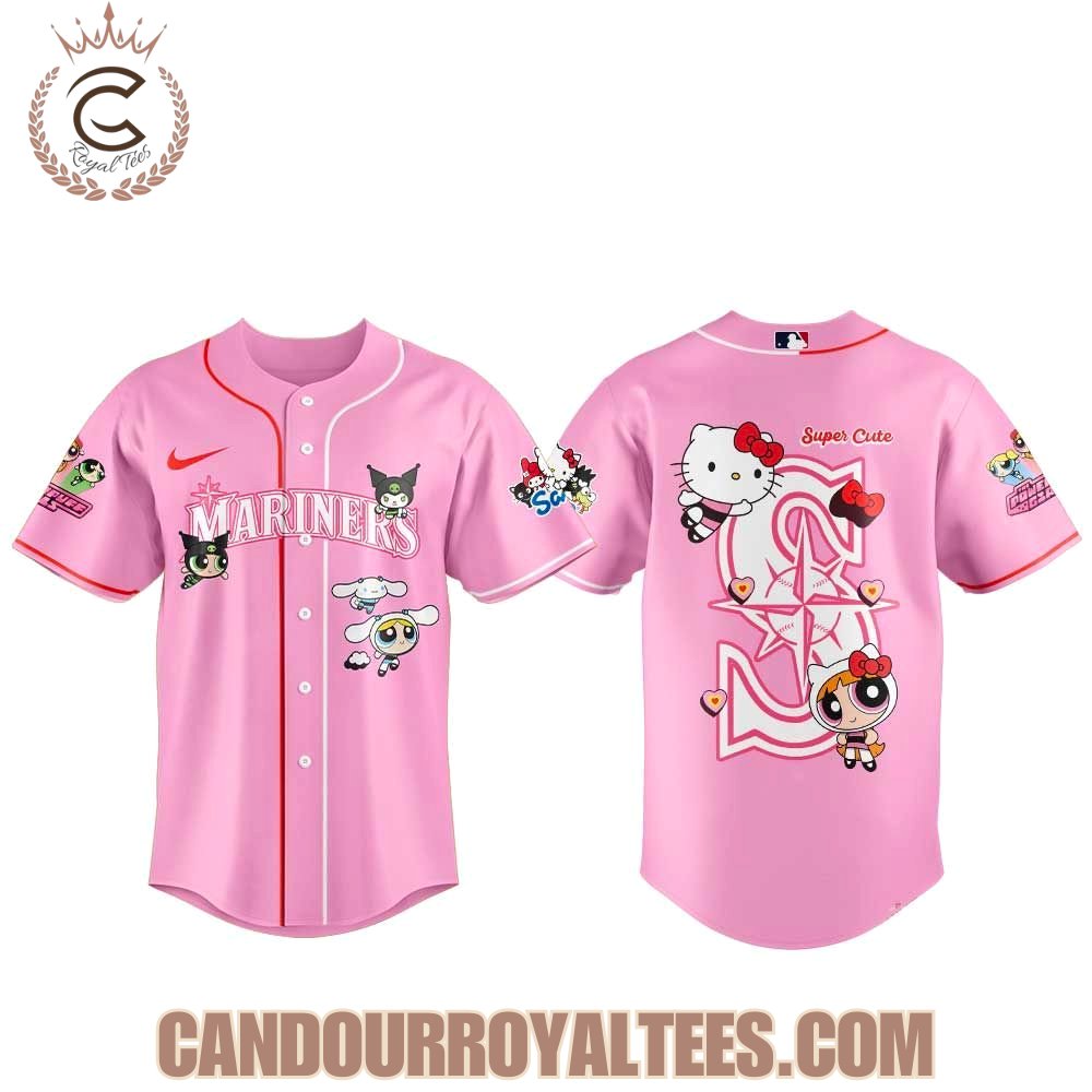 Seattle Mariners x Blossom, Bubbles, Buttercup x Hello Kitty Jersey