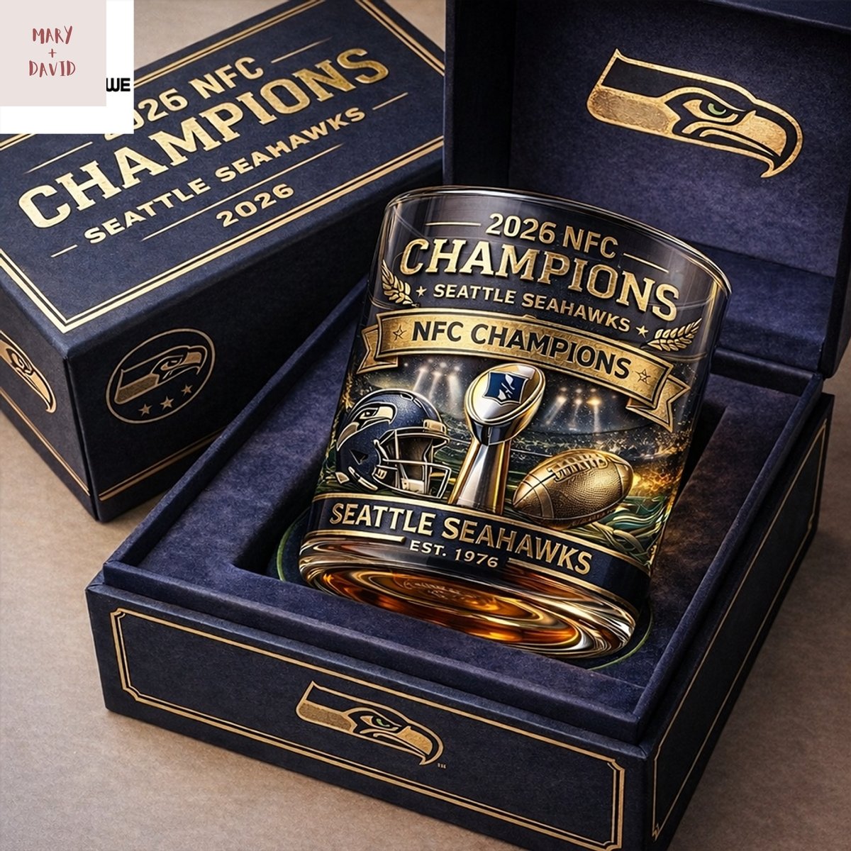 Seattle Seahawks 2026 Nfc National Champions Commemorative Whiskey Glass
