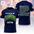 Seattle Seahawks Super Bowl LX Champions 12 As One 3D T-Shirt