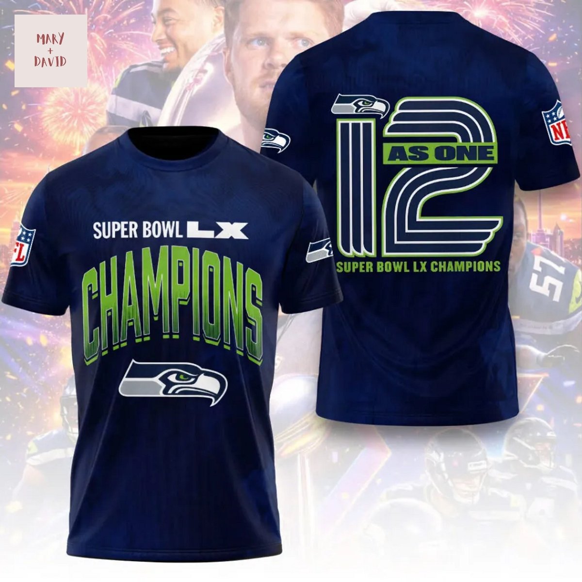 Seattle Seahawks Super Bowl LX Champions 12 As One 3D T-Shirt