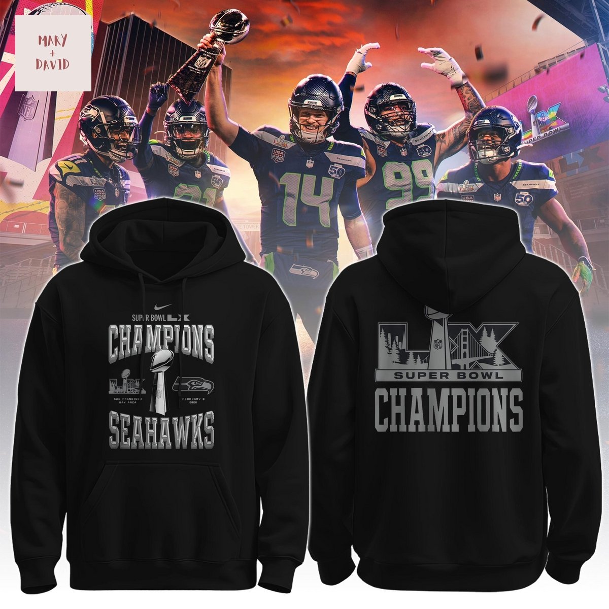 Seattle Seahawks Super Bowl LX Champions Hoodie