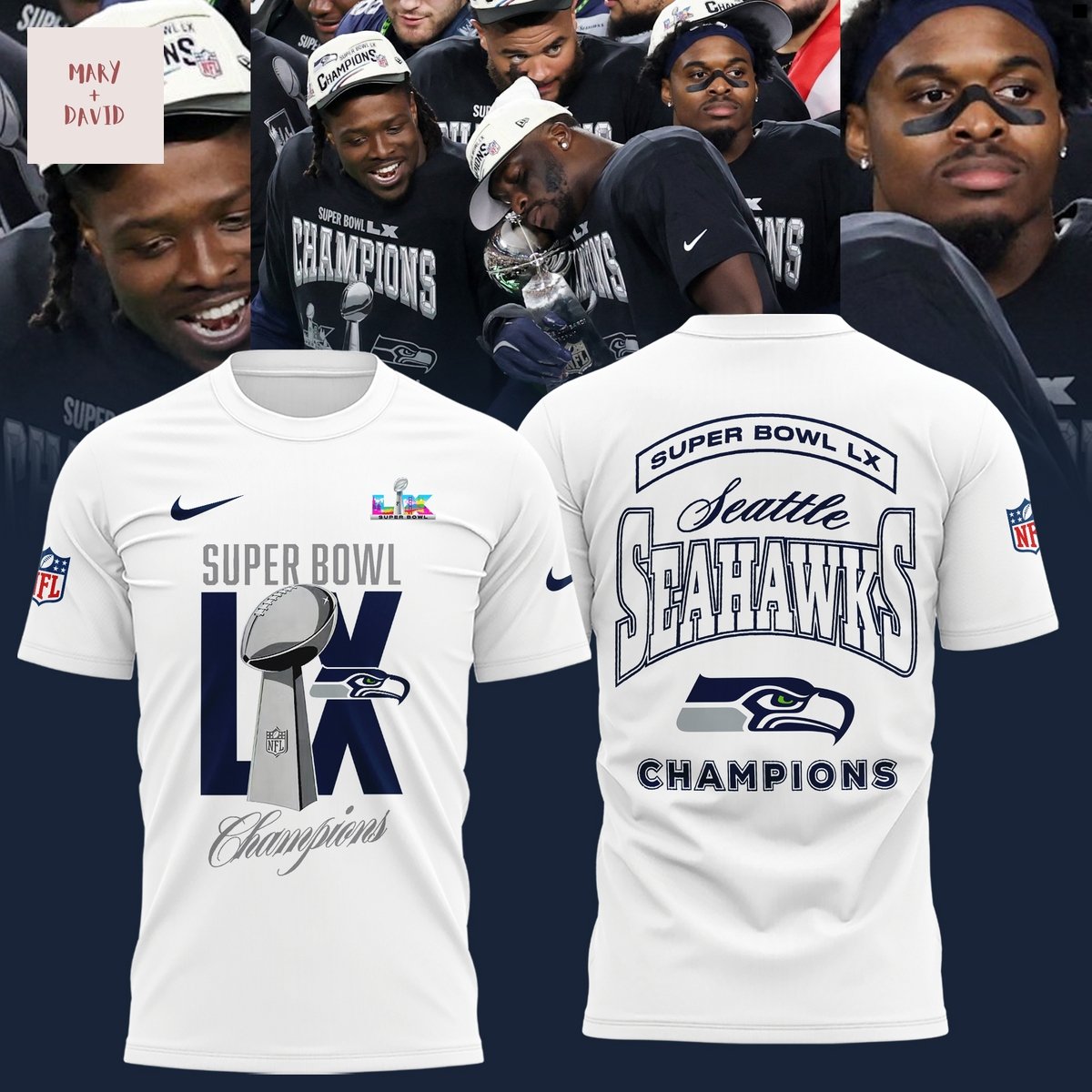 Seattle Seahawks Super Bowl LX Champions White 3D T-Shirt