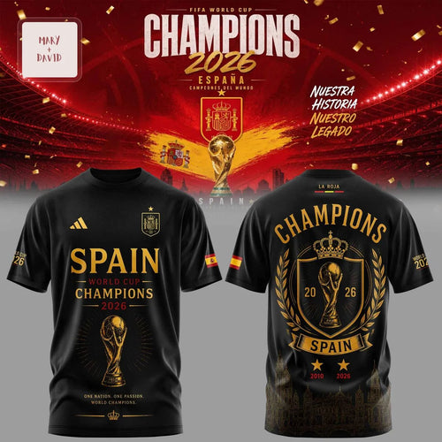 Spain Soccer La Roja 2026 Champions Premium All Over Print 3D T-Shirt