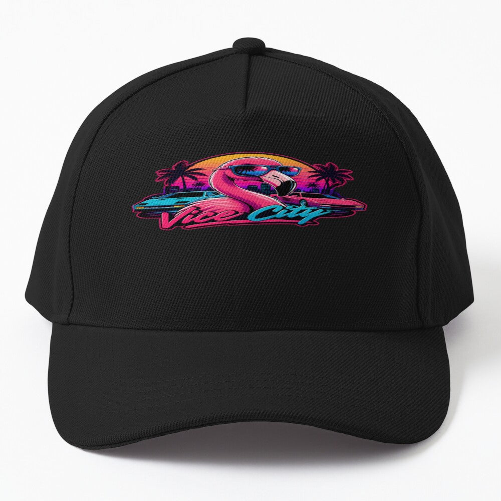 Neon Vice City Gaming Aesthetic Retro Vaporwave Hat