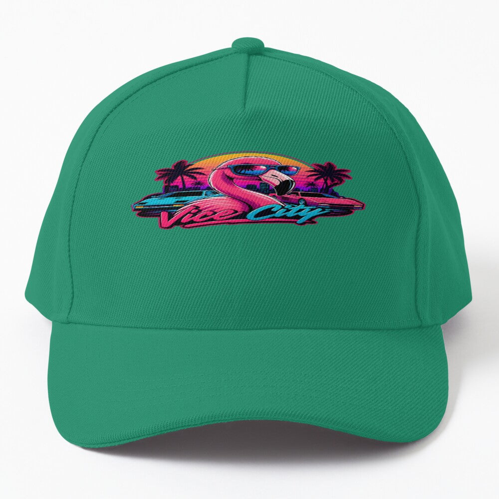 Neon Vice City Gaming Aesthetic Retro Vaporwave Hat