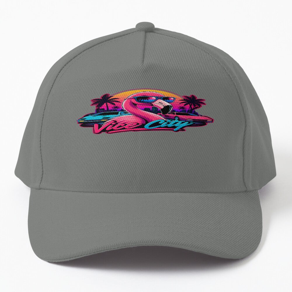 Neon Vice City Gaming Aesthetic Retro Vaporwave Hat