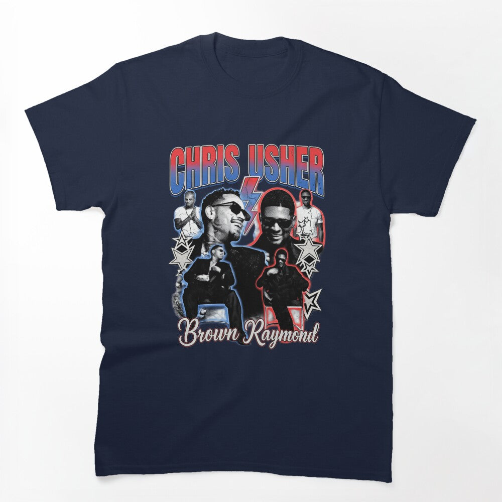 Chris Brown Usher R&B Tour Collage Graphic Design Shirt