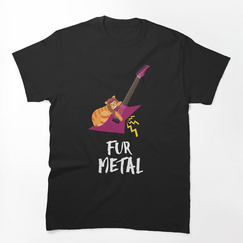 Funny Cat Guitarist Guitar 80s Metal Shirt