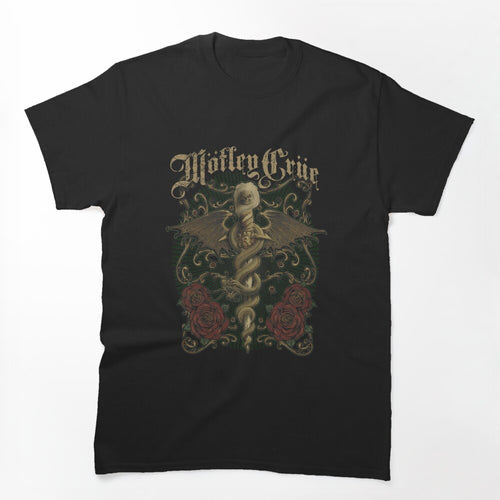 Mötley Crüe Exquisite Dagger Gothic Caduceus Design Shirt