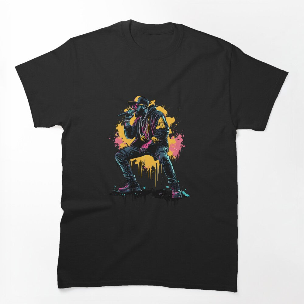 Hip-hop Graffiti Artwork Featuring A Rapper Mid-performance Shirt