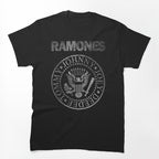 Johnny Joey Deedee Tommy Ramones Band Logo- Grey Distressed Design Shirt
