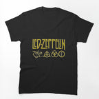 Led Zeppelin Gold Four Symbols Band Logo Shirt