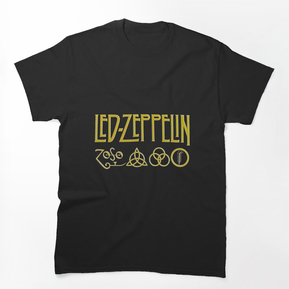 Led Zeppelin Gold Four Symbols Band Logo Shirt