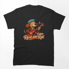 Vintage Rock And Roll Guitar Dog Cartoon Shirt