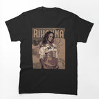 Rihanna Style Brown Vintage Art Vintage Washed 90'S Hip Hop Rap Tour Shirt