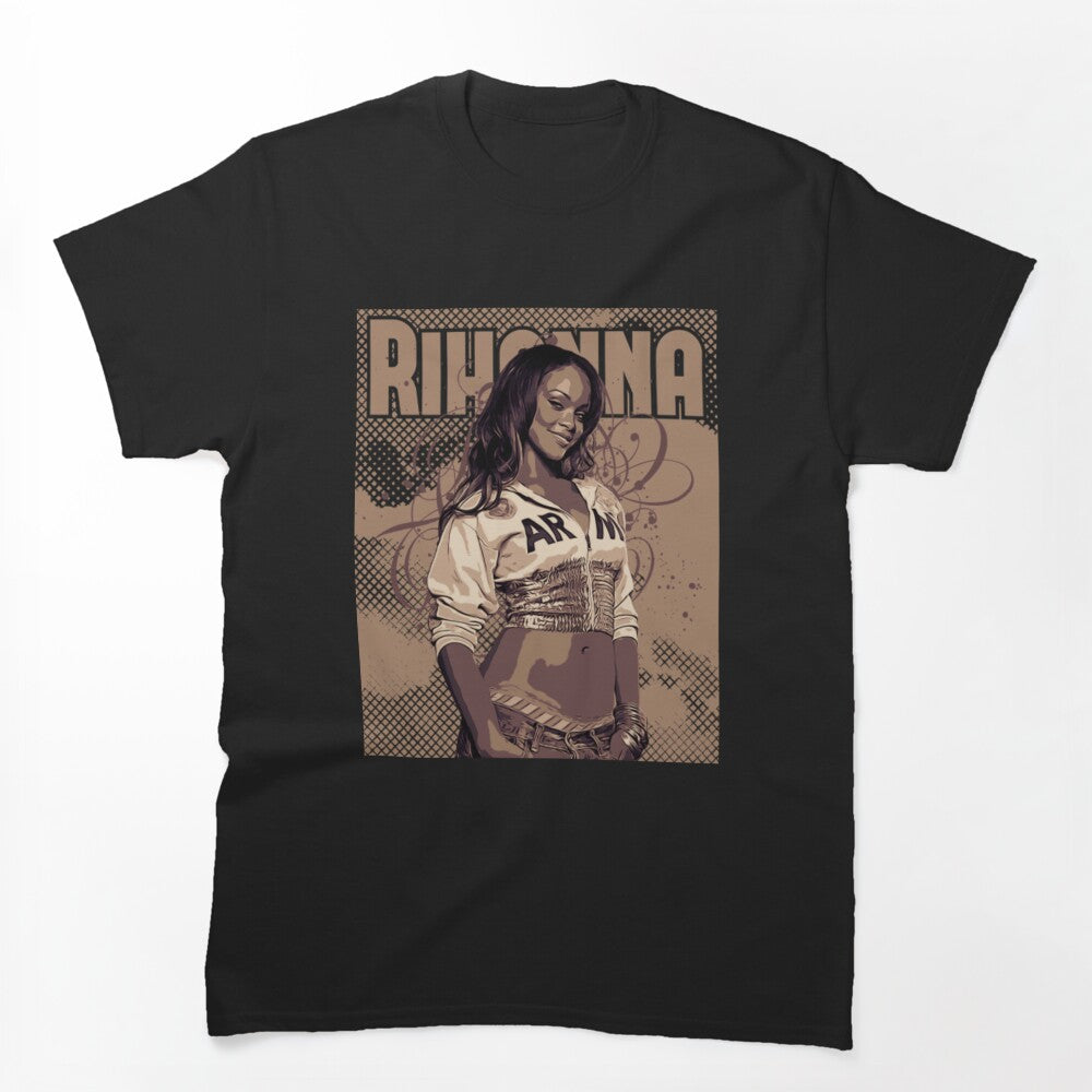Rihanna Style Brown Vintage Art Vintage Washed 90'S Hip Hop Rap Tour Shirt