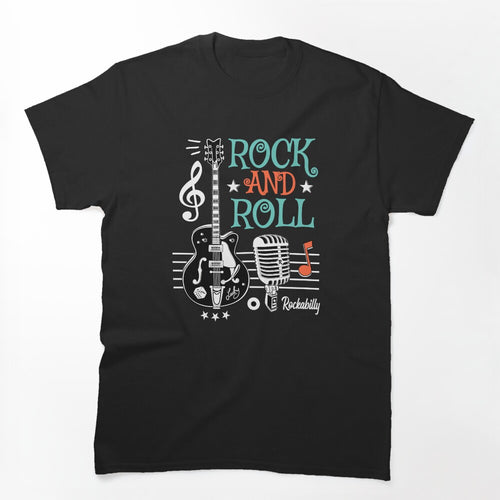 Rockabilly Music Rock And Roll Guitar Sock Hop Retro Style Biker Shirt