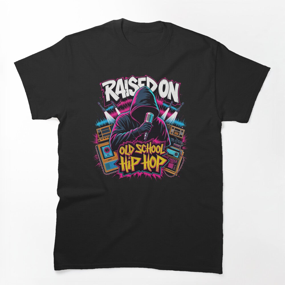 Raised On Old School Hip Hop Retro 90s Boombox Beats Shirt