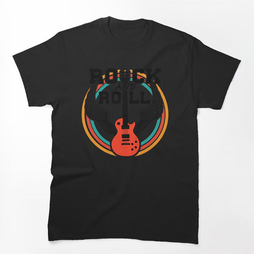 Vintage Retro Distressed 80s Rock & Roll Music Guitar With Wings Shirt