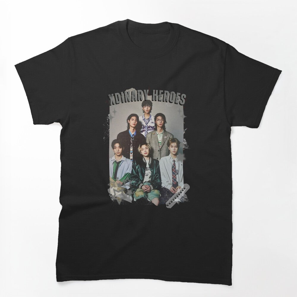 Xdinary Heroes Kpop Boy Band Monochrome Korean Collage Art Design Shirt