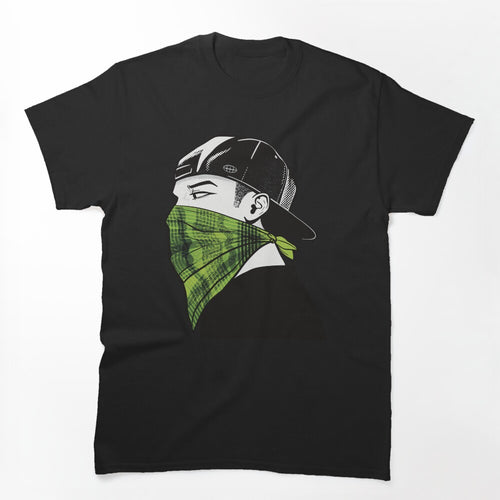 90s Hip Hop Streetwear Boy With Green Bandana Y2K Retro Urban Shirt