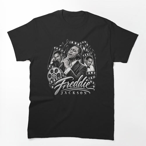 Freddie Jackson Film Reel Headphones Cinematic Collage Shirt
