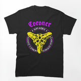 Purple Typography Thrash Metal Symbol Yellow Shirt