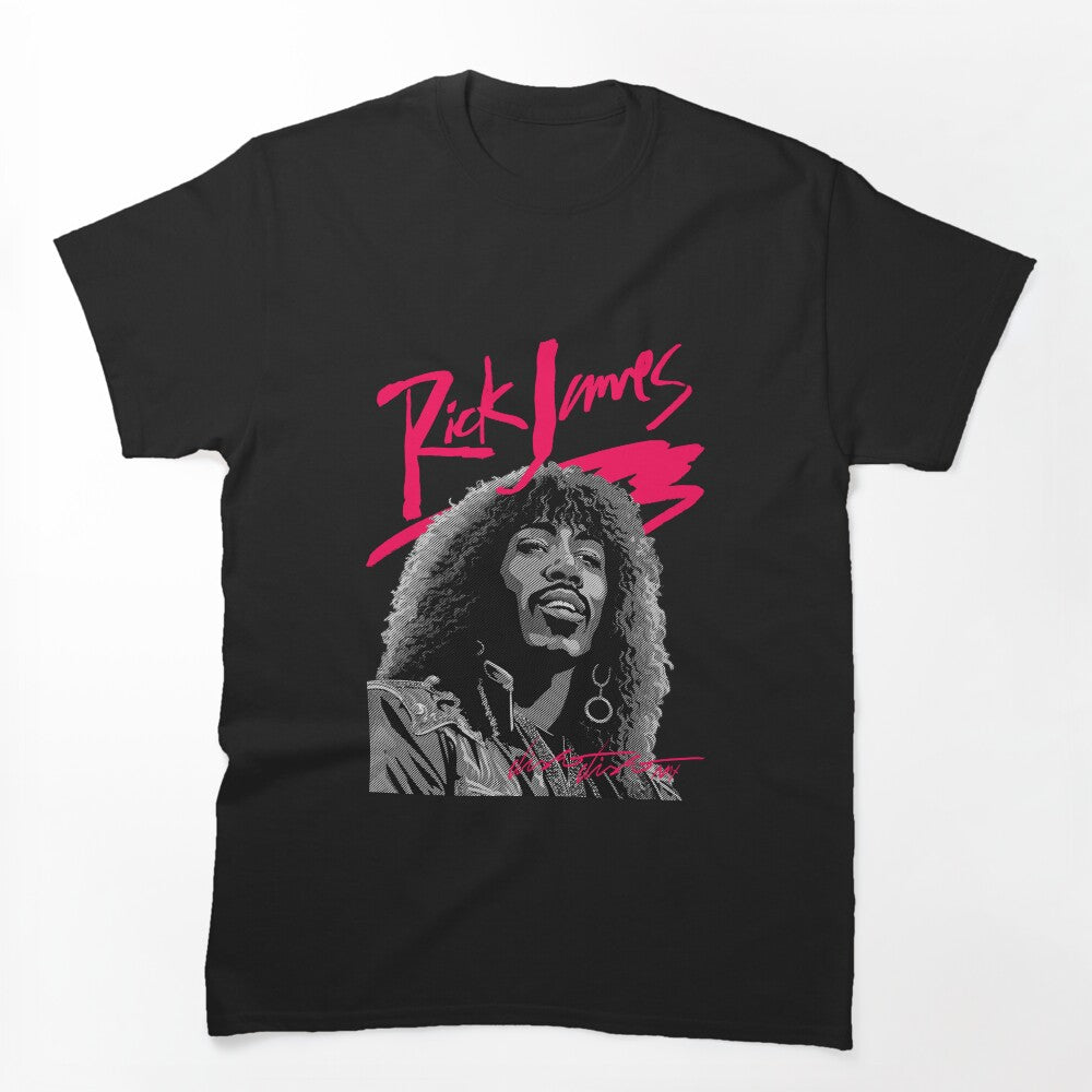 RICK JAMES 80S STYLE BLACK BACKGROUND Shirt
