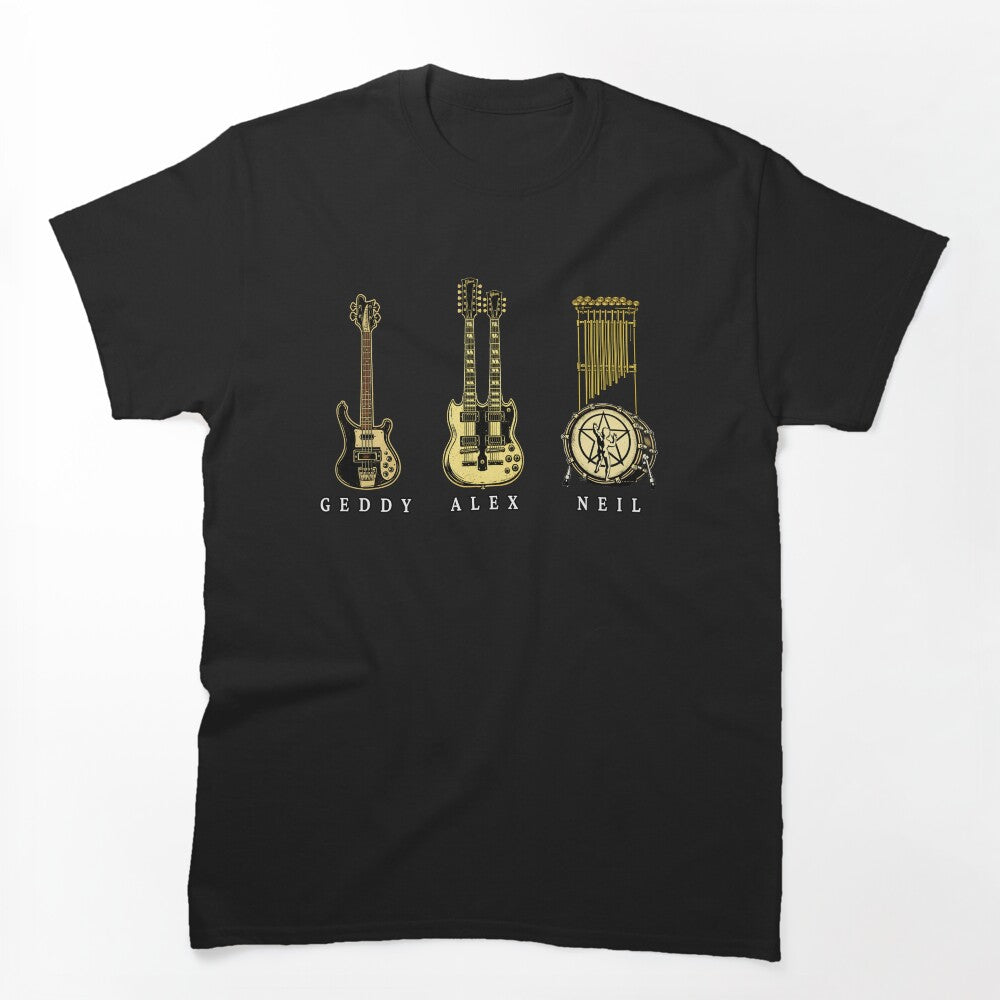 Rush Instruments Tribute Geddy Lee Alex Lifeson & Neil Peart Shirt