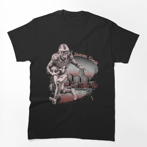 James Cook Buffalo Football Vintage Skyline Graphic Shirt
