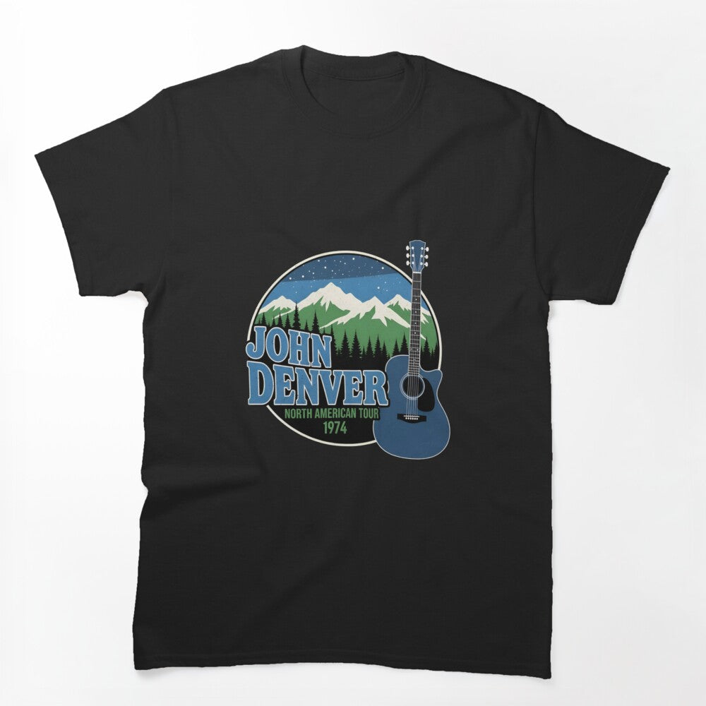 John Denver North American Tour 1974 Landscape Acoustic Guitar Shirt