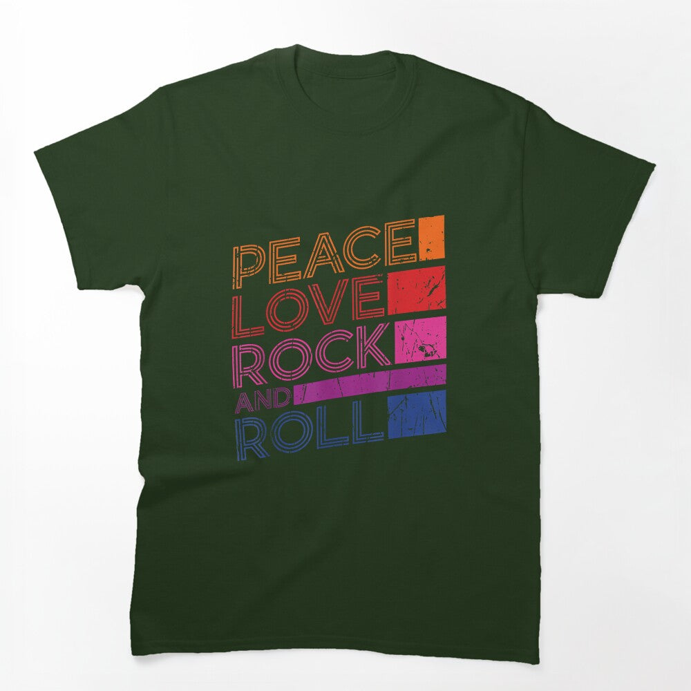 Peace Love Rock And Roll Distressed Rock Concert - Music Shirt