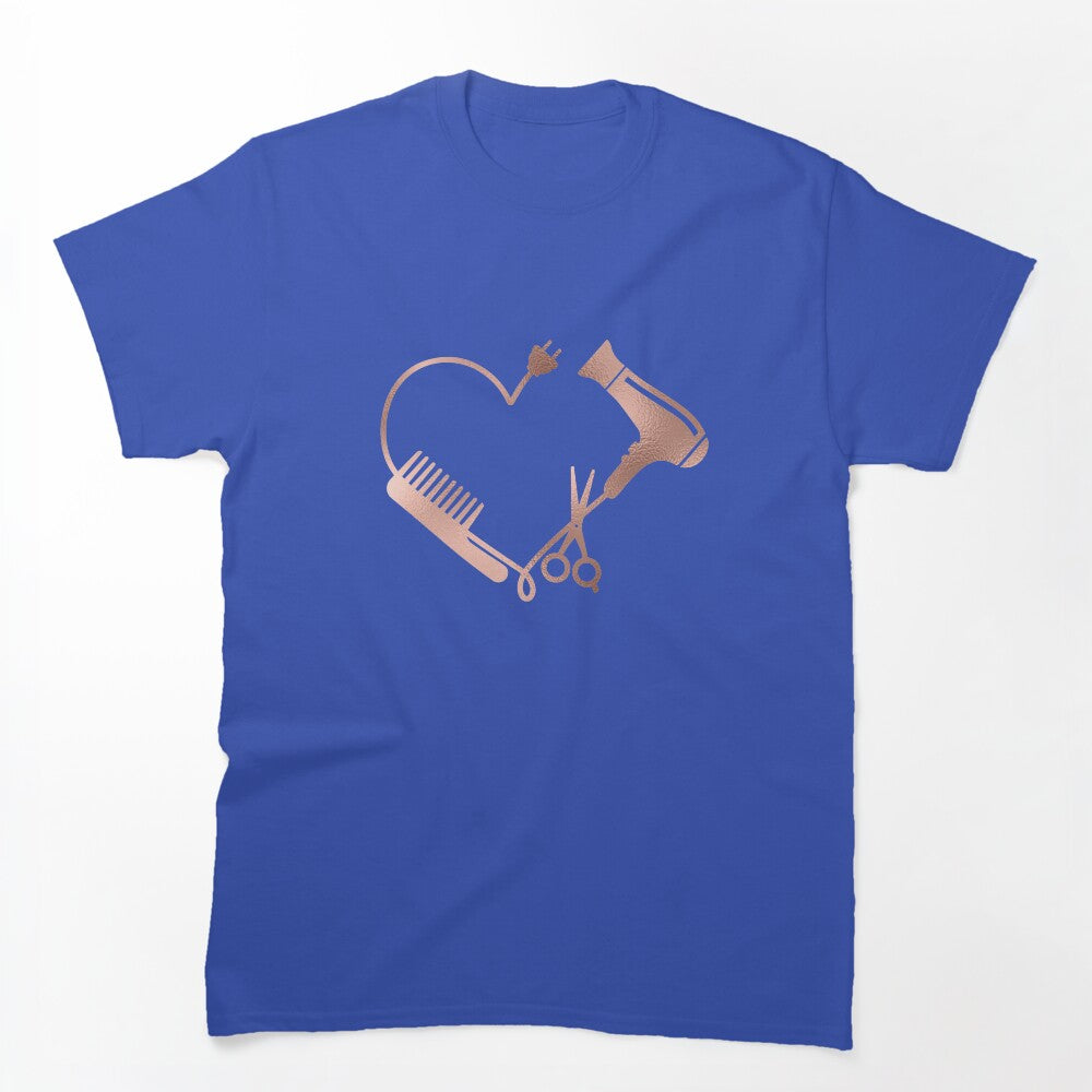 Rose Gold Heart Love Hair Stylist Salon Shirt