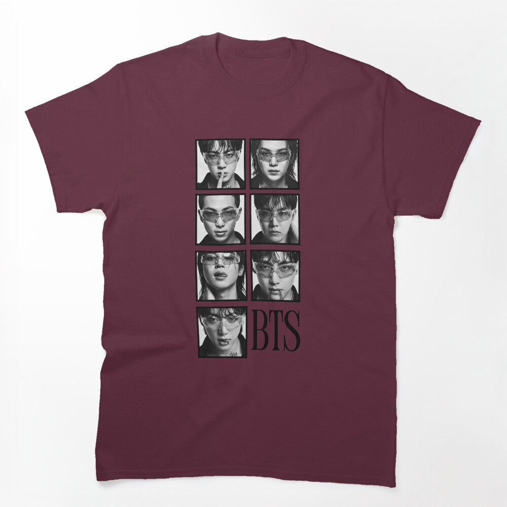 BTS Black And White Square Full Group Seven Artists One Journey K-pop Shirt