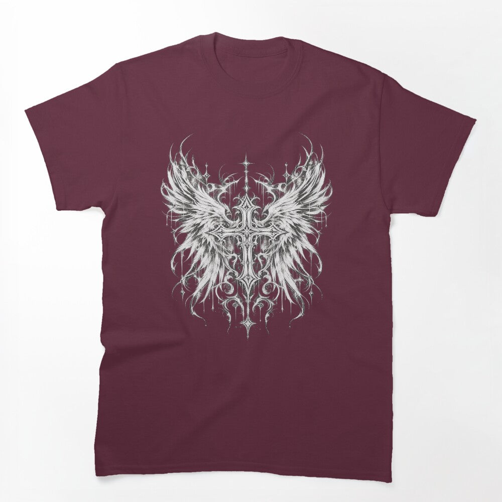 Gothic Angel Wings Cross Shirt