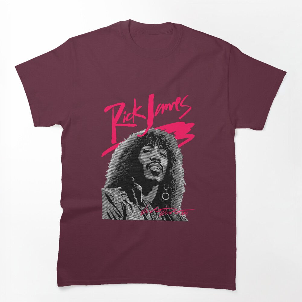 RICK JAMES 80S STYLE BLACK BACKGROUND Shirt
