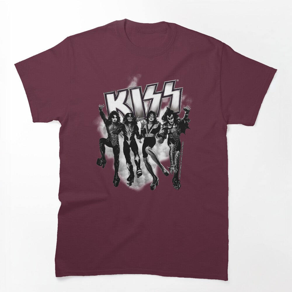 KISS The Band - Destroyer Black And White Fog Logo Up Shirt