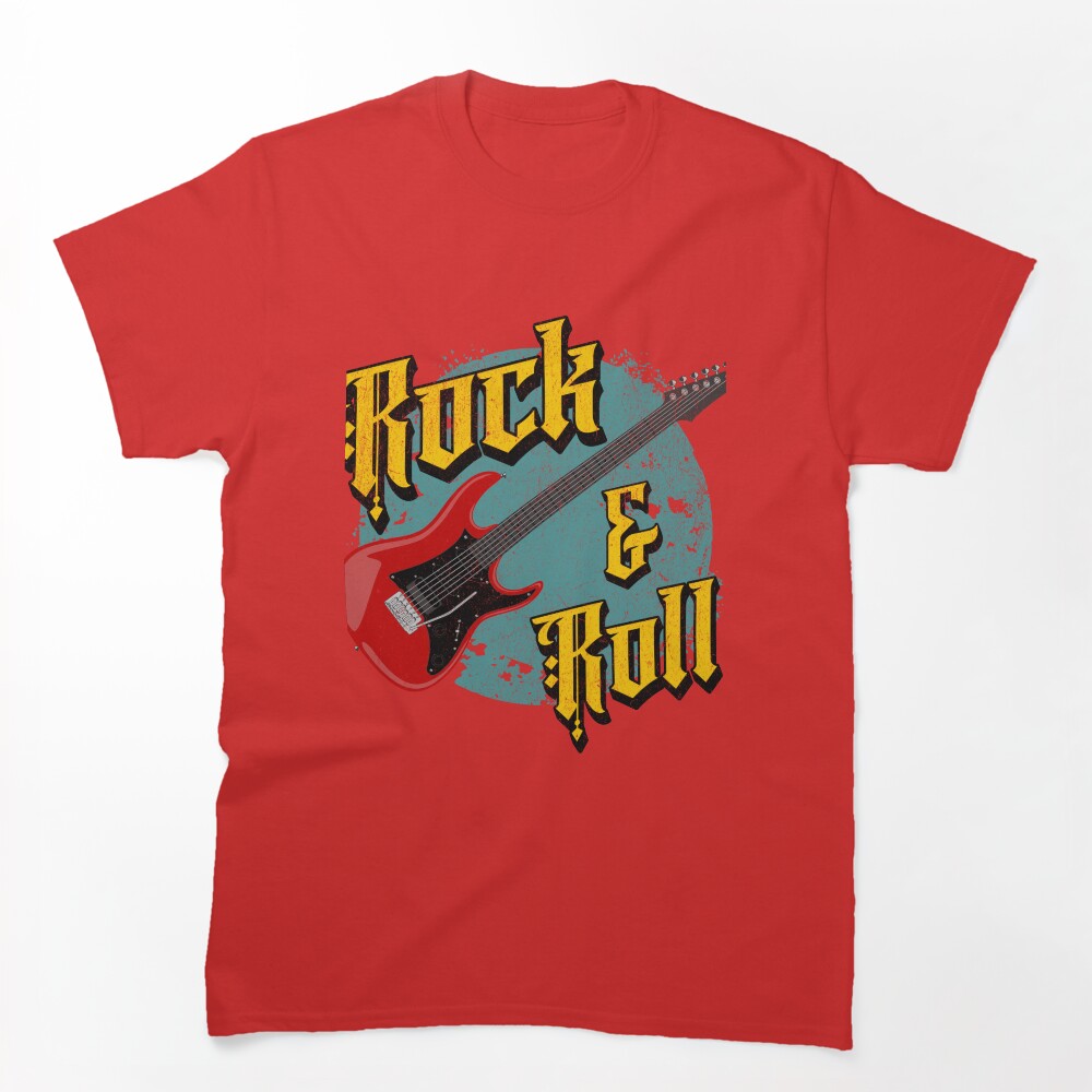 Vibrant Rock And Roll Electric Guitar Design Shirt