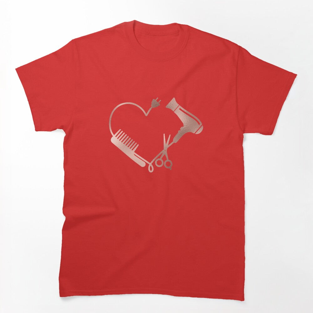 Rose Gold Heart Love Hair Stylist Salon Shirt