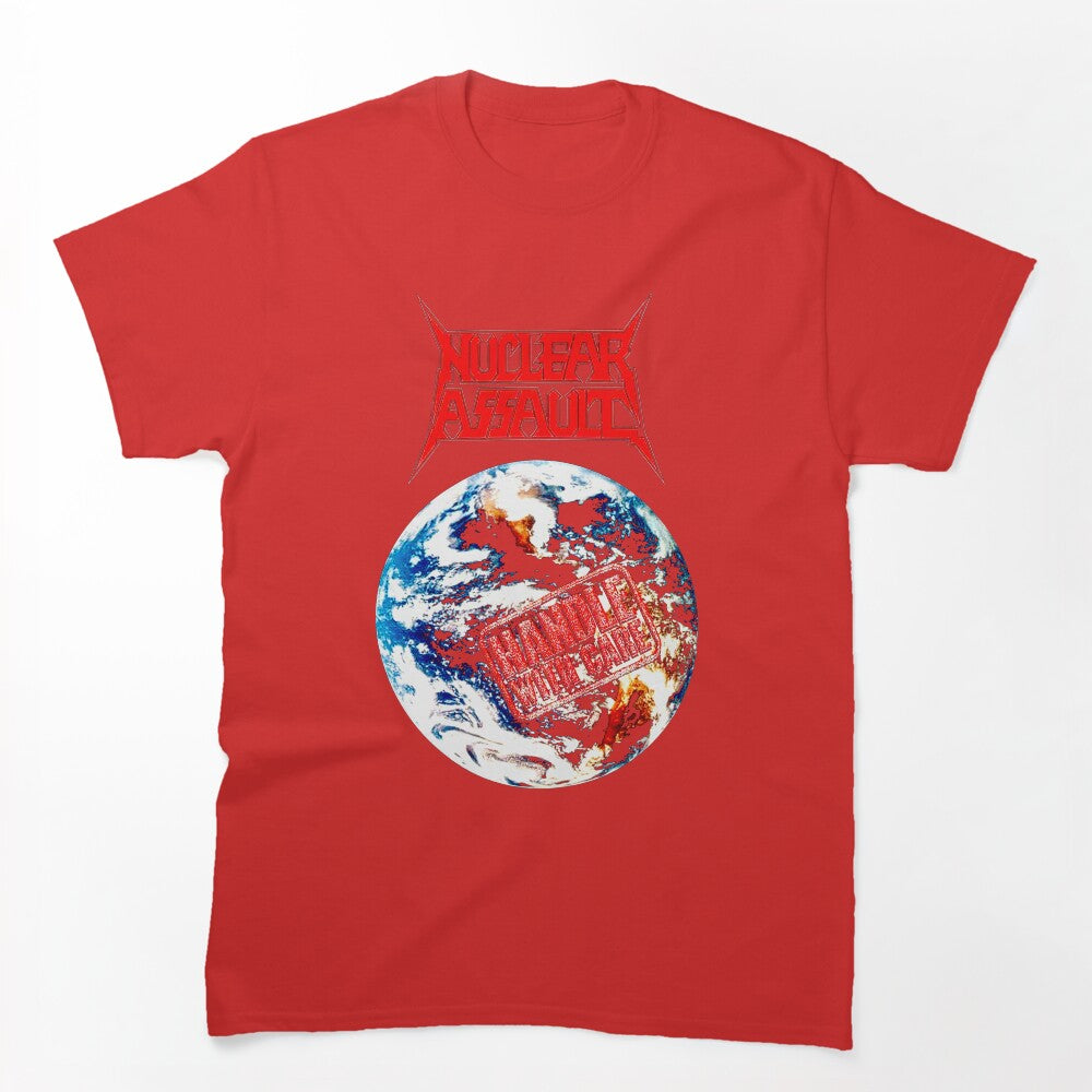 Red Typography Crossover Thrash Earth Planet Shirt