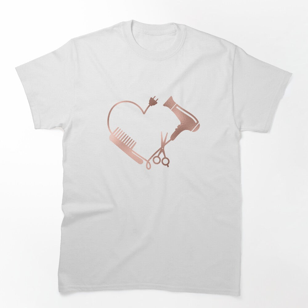 Rose Gold Heart Love Hair Stylist Salon Shirt