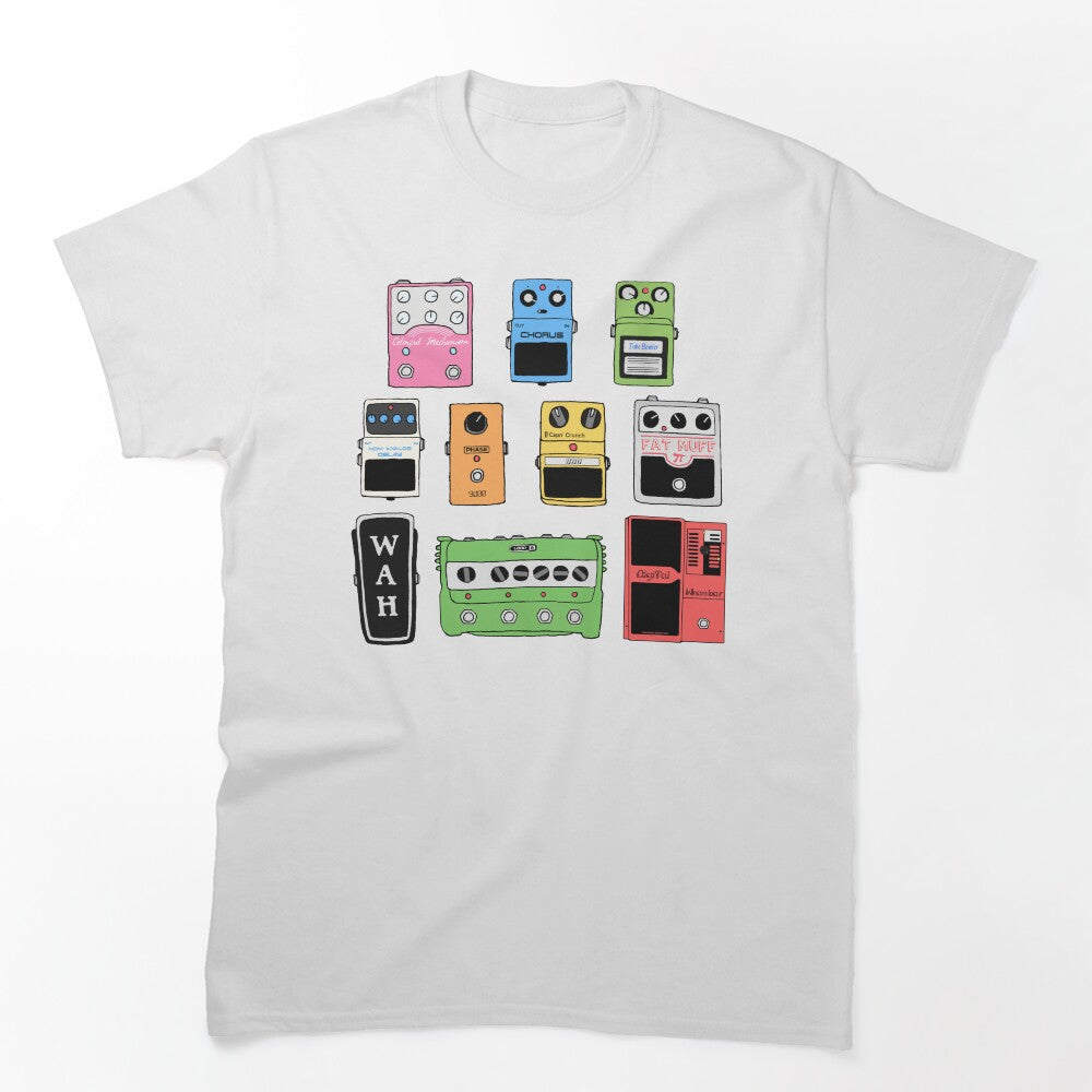 Guitar Pedals Illustration Guitar Player Musician Shirt