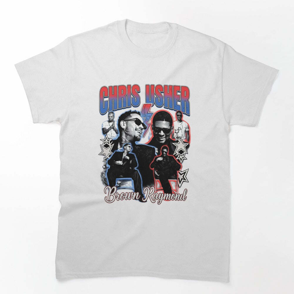 Chris Brown Usher R&B Tour Collage Graphic Design Shirt