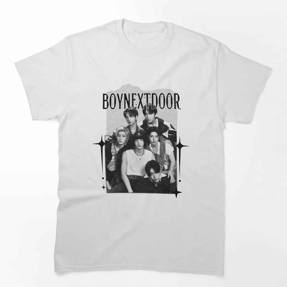 BoyNextDoor Kpop Boy Group Scrapbook Collage Cozy Y2K Vintage Design Shirt