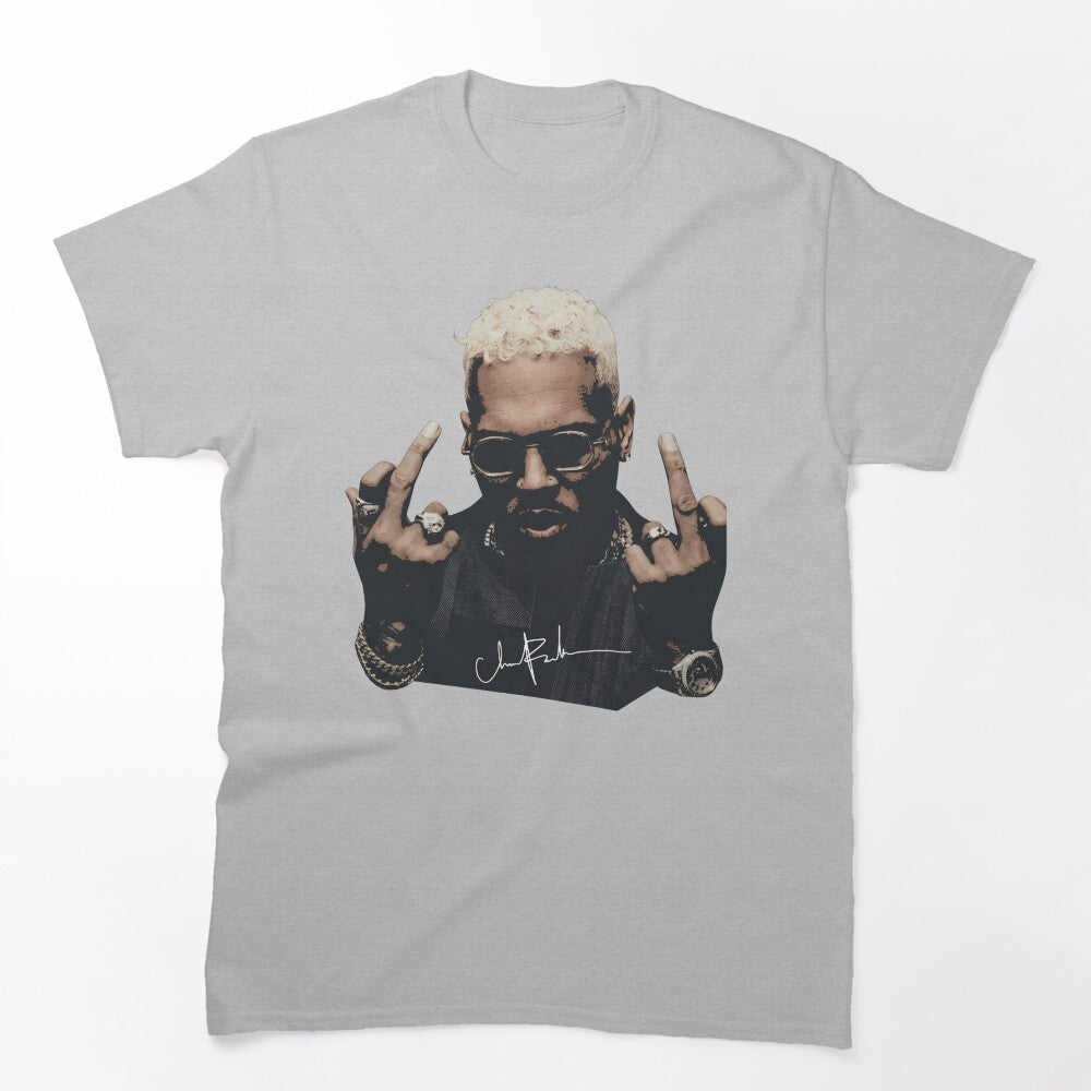 Chris- Brown Signature Middle Finger Graphic Streetwear Shirt