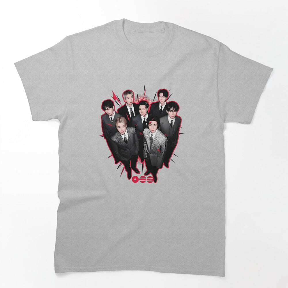 BTS Members Suit Red Neon Shirt