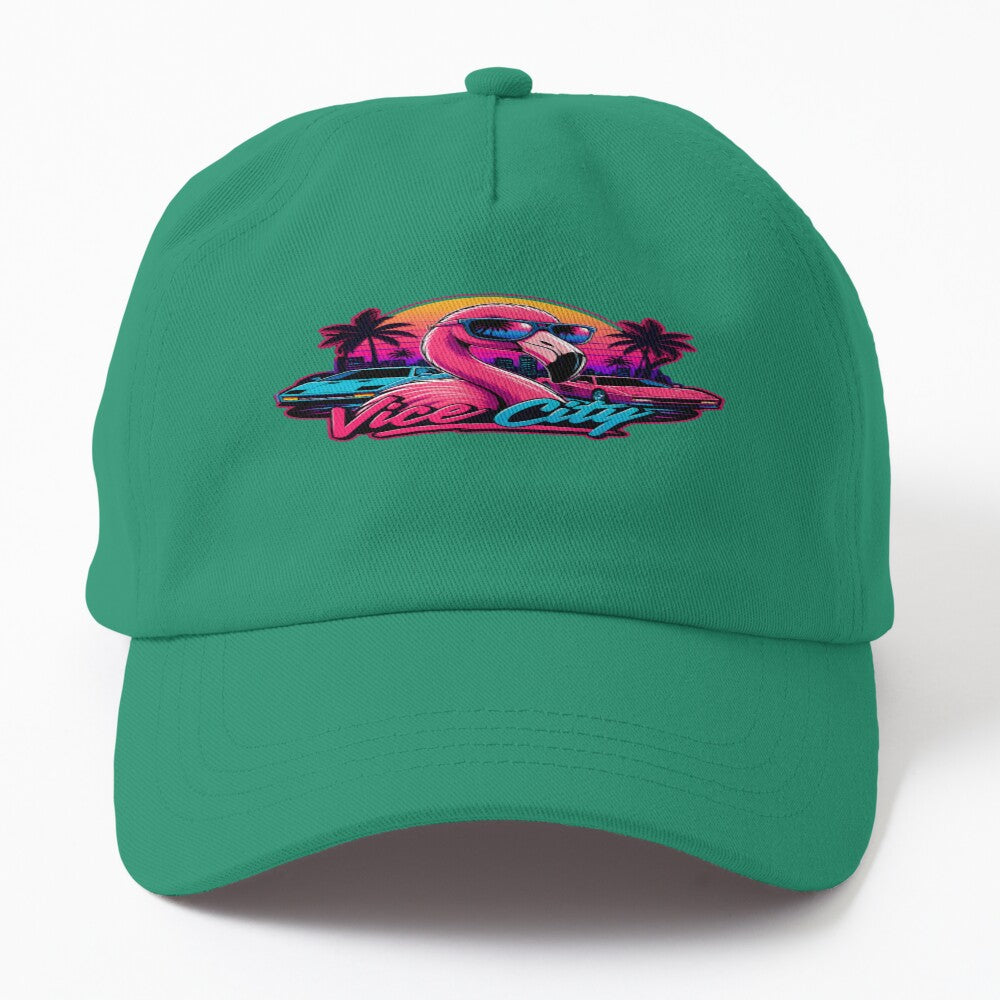 Neon Vice City Gaming Aesthetic Retro Vaporwave Hat
