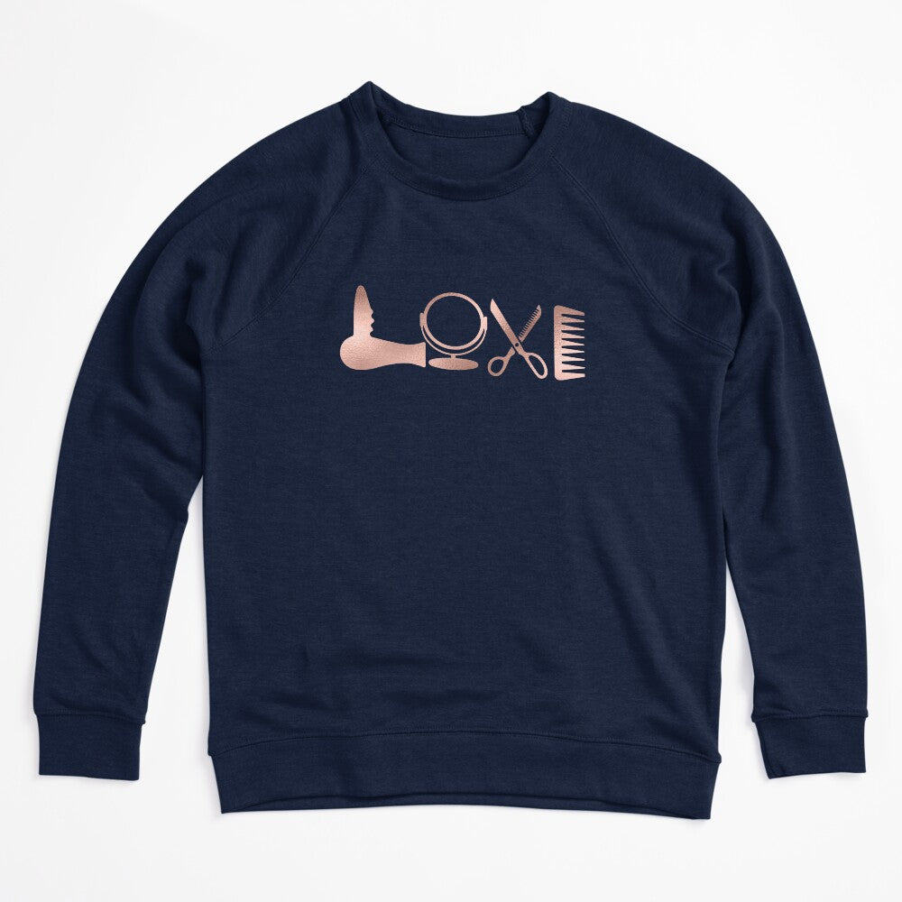 Rose Gold LOVE Scissors Hair Stylist Salon Shirt