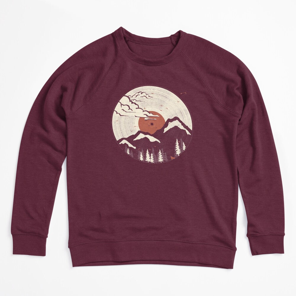 Retro Vinyl Record Mountain Sunset Forest Shirt